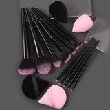 Hot-Selling 12/16PC Multi-Purpose Makeup Brush Set Featuring Ultra-Soft Makeup Powder Pads and Sponge Makeup Eggs with All Tools