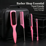 4Pc Boar Bristle Slick Back Hair Brush Set For Sleek Ponytail Bun Smoothing Baby Hairs,Flyaways,Edge Control Backcombing Teasing