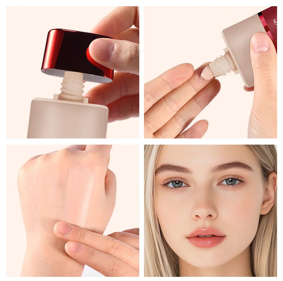 5 Colors Matte Liquid Foundation Base Sweat Resistant Smooth Cover Blemish Pores Natural Matte Finish Lightweight Face Makeup Cosmetic Base