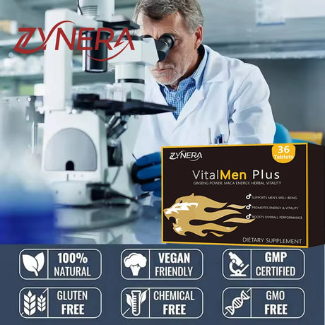 ZYNERA Natural Ashwagandha Man Power Tablets Male Enhancing Supplement Support Energy Strength Stamina Performance Ginseng Pills