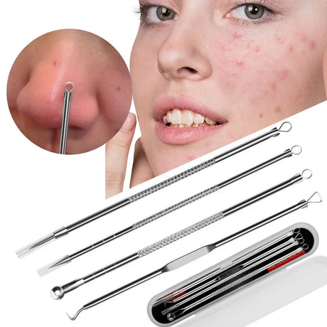 4/8PCS Acne Blackhead Comedone Black Spot Pimple Blemish Remover Skin Care Women Beauty Acne Treatment Pore Cleanser Needle Hook
