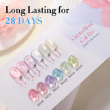 DOULINGDAI Cat Eye Gel Nail Polish Set with Magnet for Green Blue Pink Glitter Holographic Cat Eye, Salon Gel Manicure and Nail Art DIY at Home, Minty Fresh