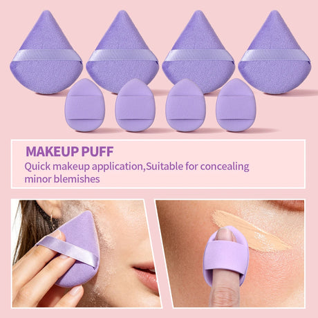 20PCS Purple Makeup&Skincare Tool Set,Mixed Makeup Sponges,Facial Cleansing Sponge,Headband&Wristbands,Flawless Base Makeup