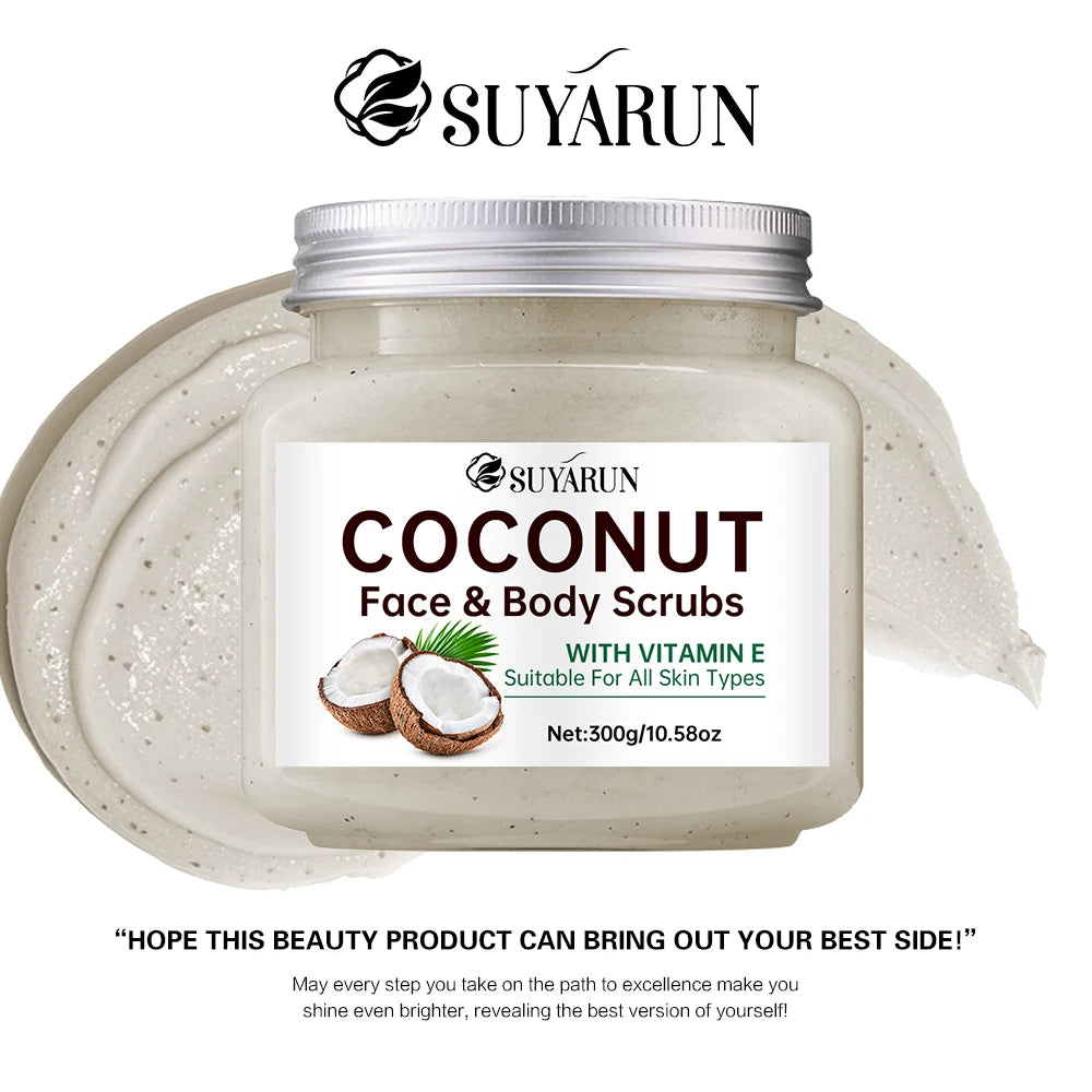 SUYARUN Organic Coconut Sugar Body Scrub Exfoliating & Moisturizing - Natural Spa Care for Soft Skin - 300g.