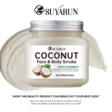 SUYARUN Organic Coconut Sugar Body Scrub Exfoliating & Moisturizing - Natural Spa Care for Soft Skin - 300g.