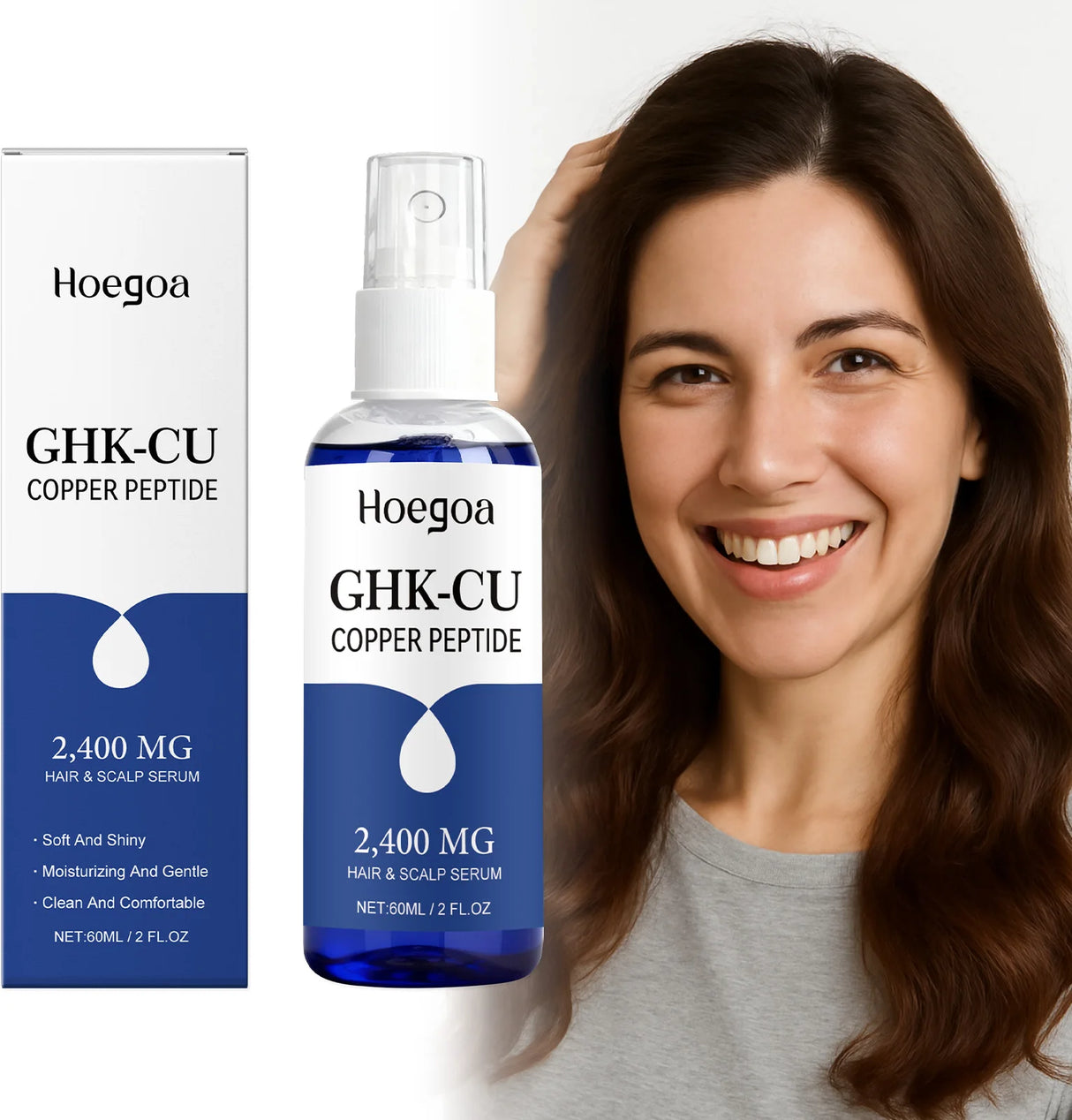 Ghk-Cu Copper Peptide for Hair Growth Scalp Serum Moisturizer Spray Fast-Absorbing Softness Shine Advanced Regrowth Treatment