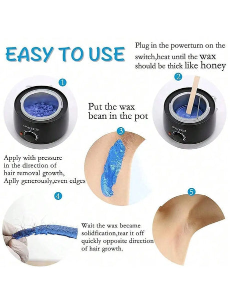 VIILIFE Waxing Kit Women Men Wax Warmer Hair Removal At Home With 6 Bags Beans Body Waxing For Eyebrows Nose Cheeks Arms Bikinis