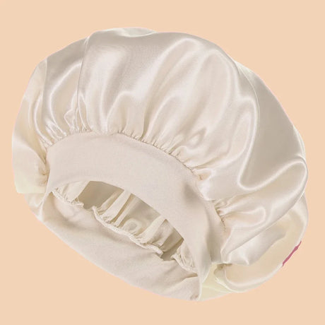 1Pc Women Wide Brim Satin Bonnet, Solid Color Waterproof Shower Cap Soft Silk Hair Protection Hat