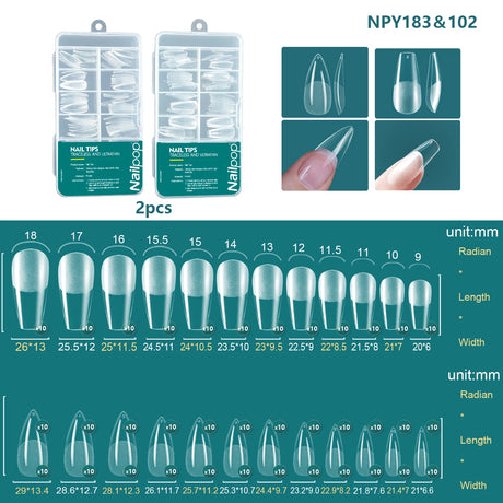 Nailpop 120pcs/box Gel X Nail Tips Medium Short Shape Almond/Square/Soft Gel Nail Tips False Nails Soak Off Easy Nail Extensions