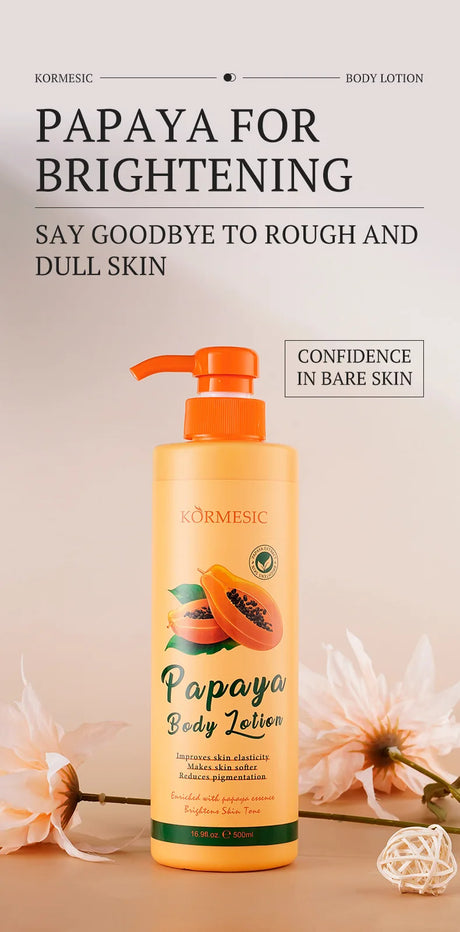 500ML KORMESIC Papaya Body Lotion Cream Moisturising Exfoliating Leg Arm Nourishing Anti Smooth Skin Care