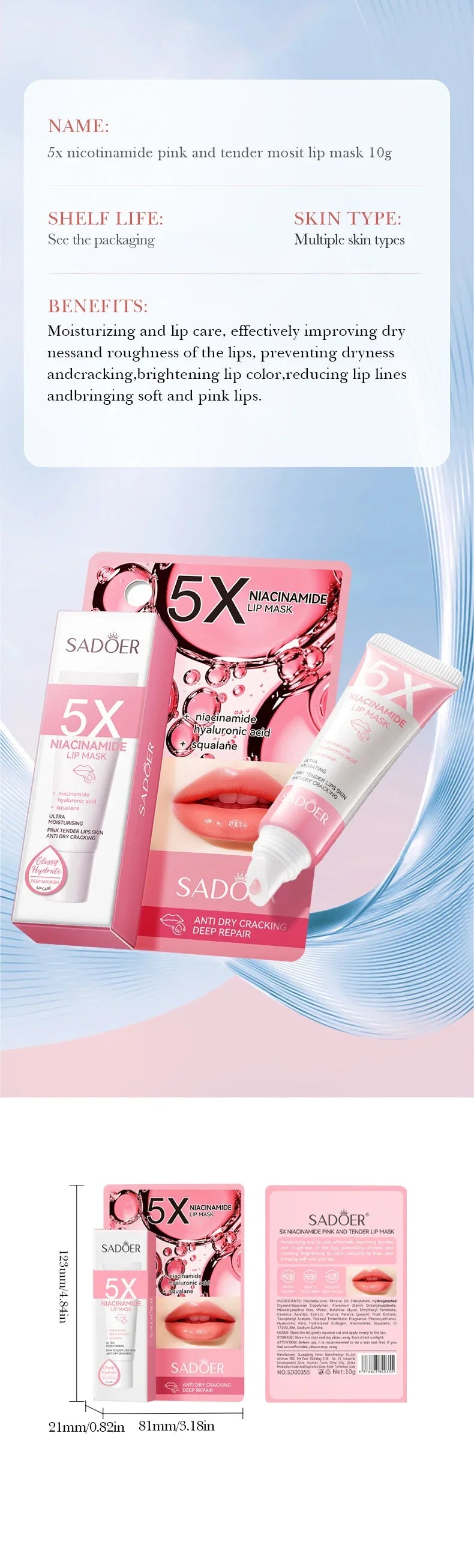 Remove Dark Lip Balm Lightening Melanin Mask Gloss Exfoliating Lip Pink Treatment Reduce Lip Lines Improve Dryness Moisturizing