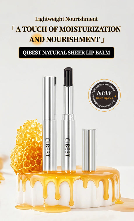 QIBEST Honey Lipstick Nourishing Lip Balm Moisturizing Tinted Lip Plumping Balm Smooth Enhancing Natural Color Lip Care Makeup