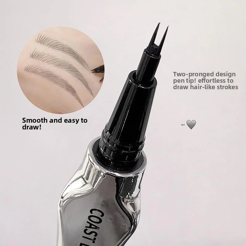 Natural Hair-Like Strokes Eyebrow Pen COAST BABY 2 Forks Tip Waterproof Long Lasting Smudge Proof Brow Pen