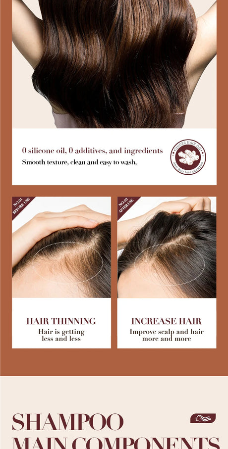 500ml Ginger Anti-Hair Loss Shampoo Long-lasting Fragrances Shampoo Deeply Moisturizing Smooth Set With Comb Gift