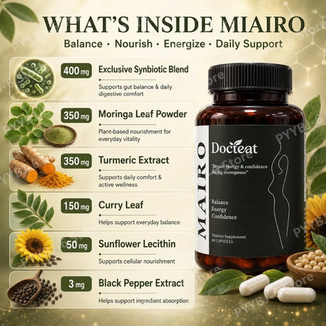 Women Menopause Daily Wellness Supplement Synbiotic Moringa Turmeric Botanical Blend Balance Energy Confidence 60 Capsules