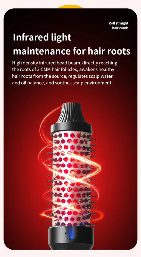 Fluffy Comb Straight Hair Curling and Straightening Dual Purpose Curling Brush PTC Heating Red Light Hair Care Curling Iron