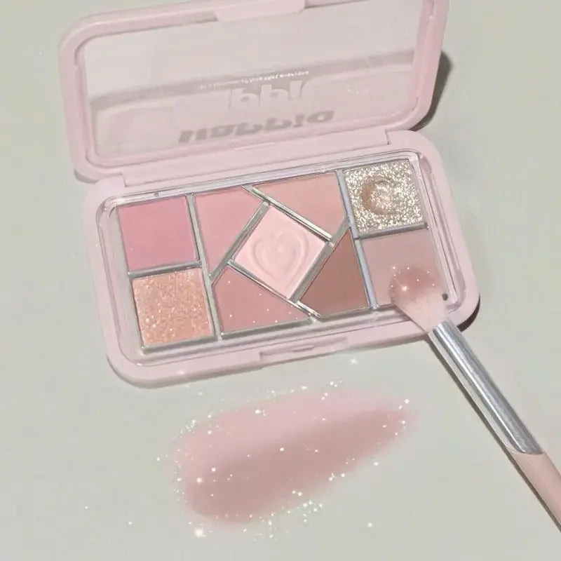 Mint diffuse pink blue small pink frame nine-color eyeshadow palette low saturation clear mint green pearl matte gentle pure des