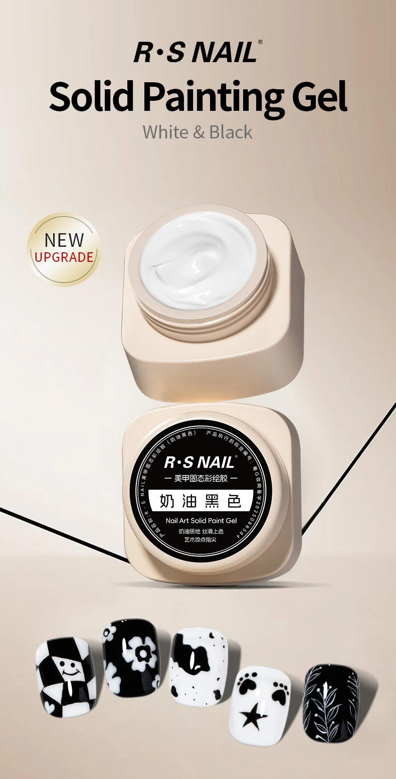 RS NAIL 5g Painting Gel Nail Polish Black White Nail Painting Art Gel Line Flower Drawing Gel Semi-solid UV LED Soak Off Varnish