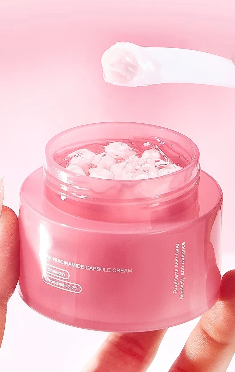 Korean Pink Collagen PDRN Capsule Cream with Niacinamide Cream for Uneven Skin Tone Lightweight Face Moisturizer Non Greasy care