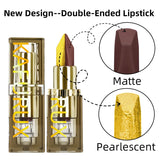 Two tone Color Metallic Lipstick Glitter Shimmer Lip Liner Pen Matte Velvet Finish High Pigment  Smooth Lip Tint Korean Makeup