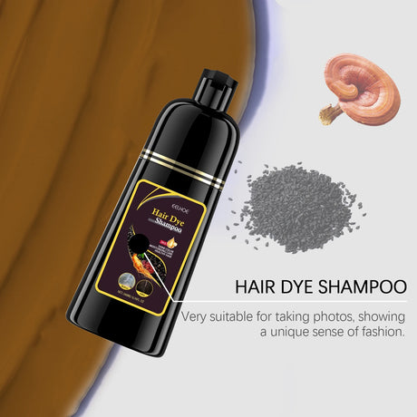 Black Hair Colouring Shampoo 3 in 1 Natural Herbal Essence Instant Colouring Shiny Hair Dye Shampoo Cleaning Nourishing Hair for Covering White