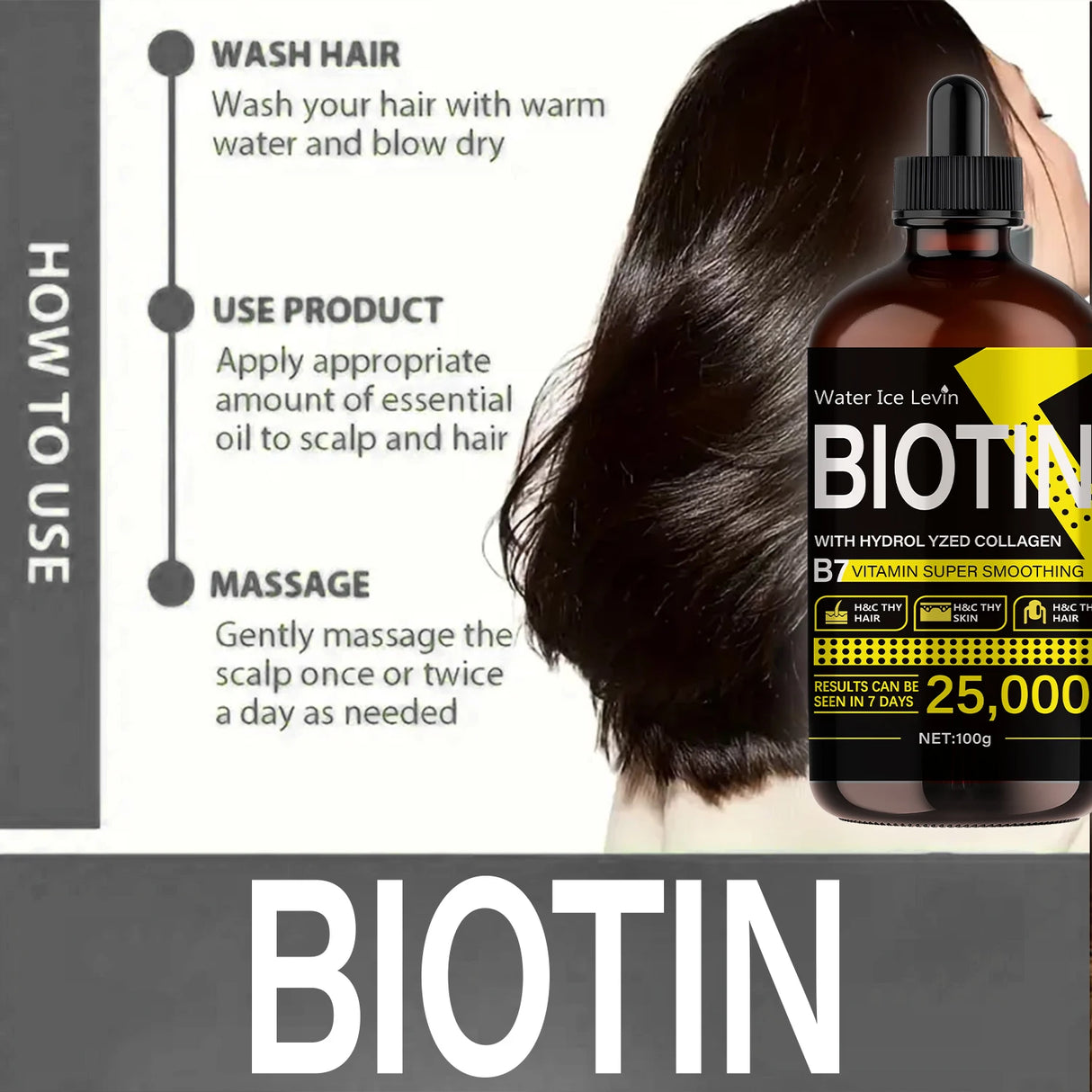 Biotin Hair Oil - Pure Liquid Vitamins for Hair Care, Adds Shine to Hair - Unisex