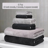 Luxury 6Pcs Towel Set 2 Bath 2 Hand 2 Face Microfiber Highly Absorbent Fast Drying Hotel Quality for Home Spa Bathroom