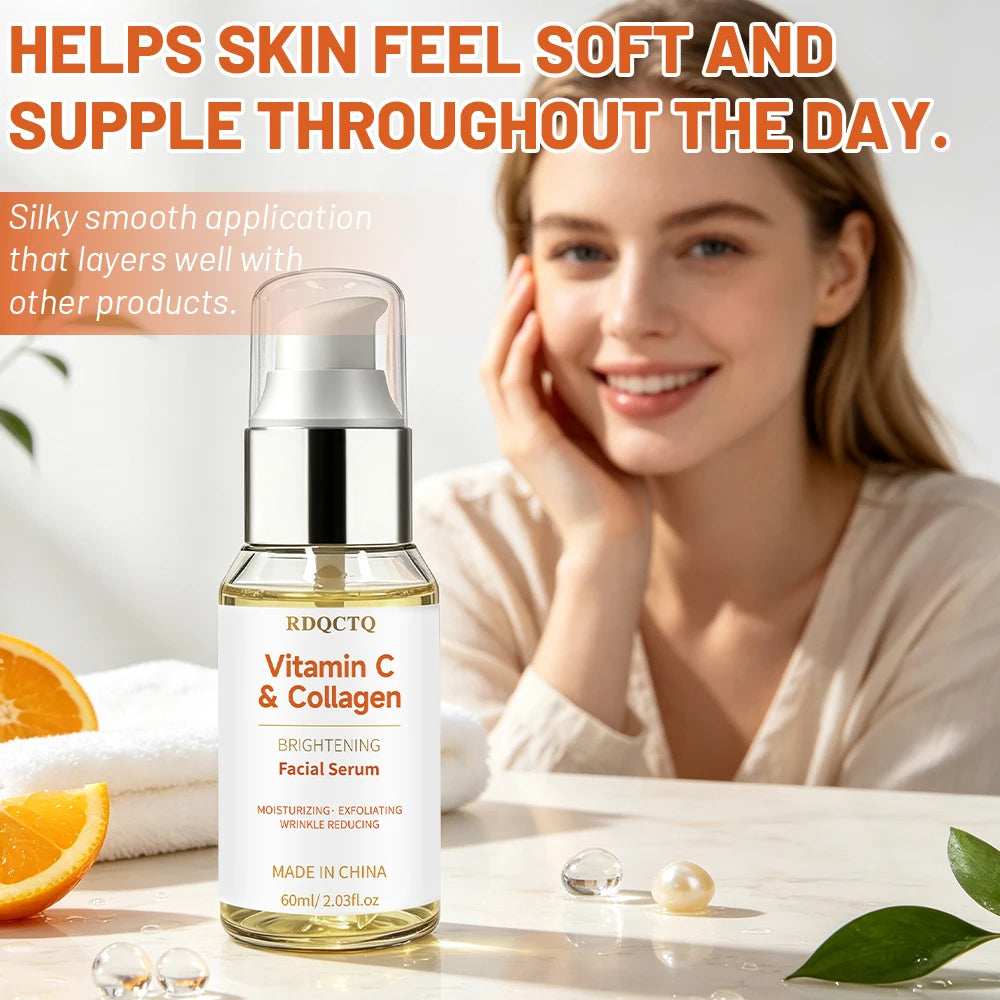 Facial Serum | Vitamin C & Collagen Infused Daily Skin Care Serum, Hydrating & Gentle Exfoliating Facial Treatment for All Skin