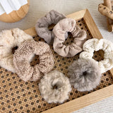 7/Pcs/Set Hair Rope Autumn Winter Furry Head Rope Headband for Woman Girls Fashion Sweet Hair band Tie Ponytail Rubber Band Gift