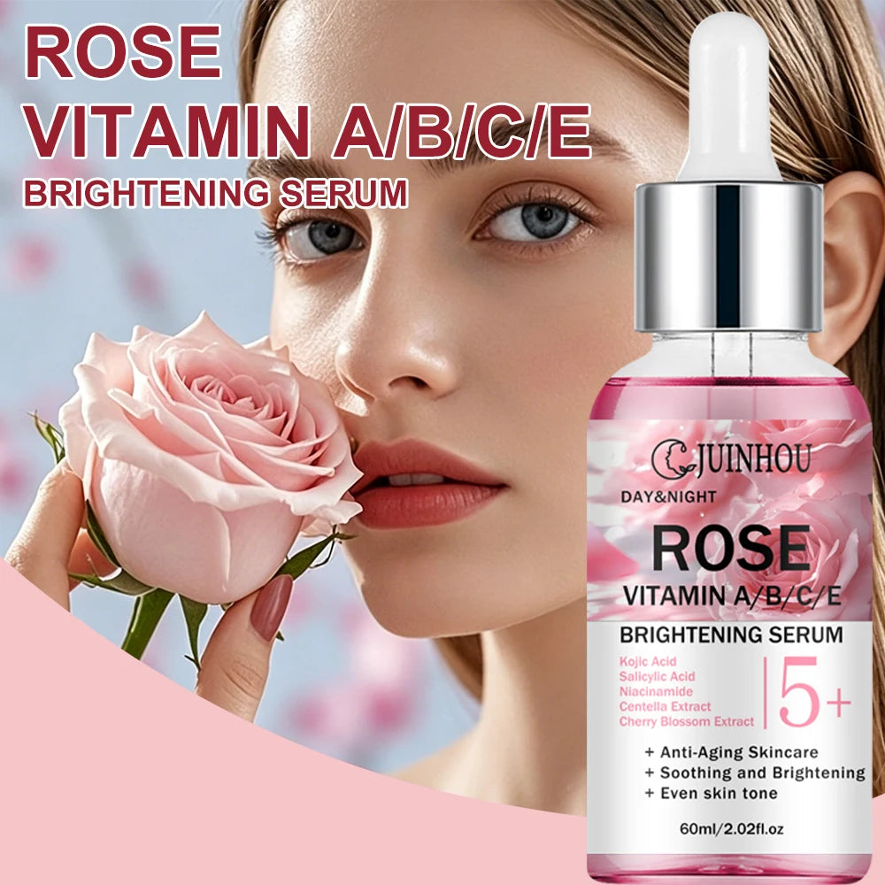 JUINHOU 2pcsCopper Peptide Rose Face Serum Set Hydrating Serum Kit For Fine Line Dry Skin Daily Face Care Brighten Skin All Skin