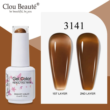 Clou Beaute Translucent Jelly Nude Pink Nail Gel Polish 15ml Vernis Semi Permanent Gel Colorful Varnish Nail Art Manicure Gel