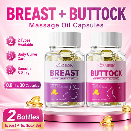 Breast Buttock Enlargement Massage Oil Capsules, Women Body Curve Enhancer, Hip Breast Firming Plumping Serum, Fuller Shape 30pc