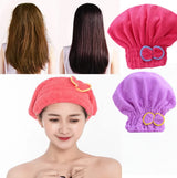 Women's 2-Piece Shiny Light Microfiber Hair Towel Caps, Super Absorbent Towel, Extra Soft, Fast Drying Plain Turban Wraps, 1-Size-Fits-All, Nighttime Wet Hair Use