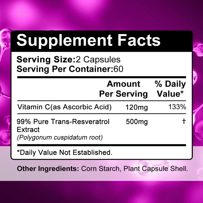 Resveratrol - Premium Antioxidant Supplement for Anti-Aging, Immune Support, Brain & Joint Health