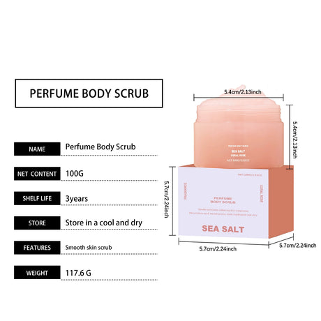 Perfume Body Scrub Hydrating Smoothing Skin Natural Exfoliating Salt Rose Coral Amber Vanilla Scent Moisturizing Cleansing Skin