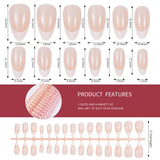 120/150pcs Matte White French Gel Nail Tips Medium Almond Nude Press On Nails 0.75-2.6cm Pink/Nude ABS Soft Gel Nail Flase Tips