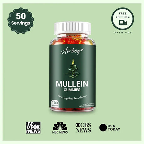 Mullein Gummies - Supports Clear Lungs & Respiratory Health, Natural Detoxification, Enhanced Immune Function