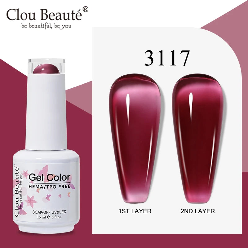 Clou Beaute Translucent Jelly Nude Pink Nail Gel Polish 15ml Vernis Semi Permanent Gel Colorful Varnish Nail Art Manicure Gel