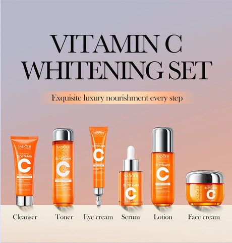 Vitamin C Skincare 6-Piece Gift Set Whitening Brightening Moisturizing And Firming – All In One A Perfect Holiday Christmas Gift