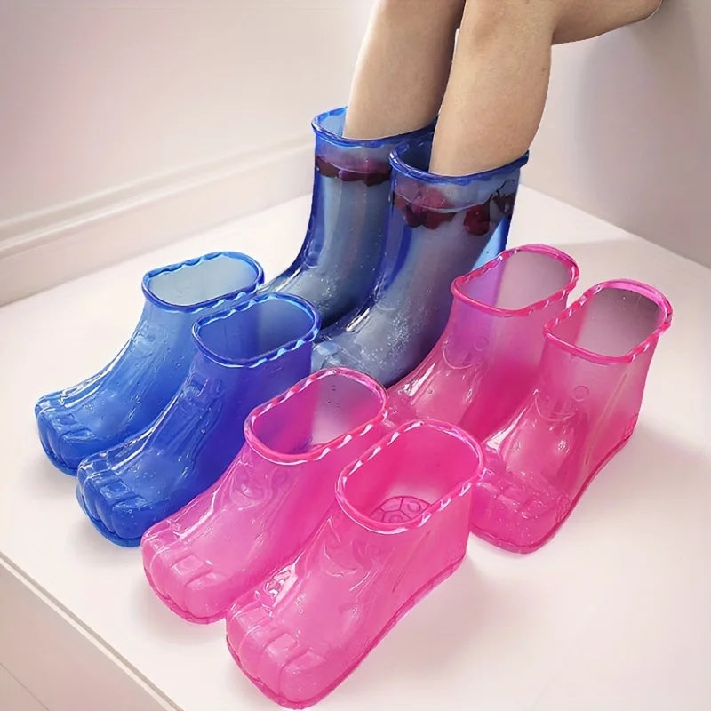 Portable Foot Spa Bath Basin - Plastic Water-Saving Foldable Design, Wearable Foot Soaking Shoes for Home Travel