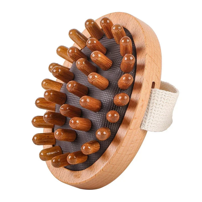 2 In 1 Dry Skin Body Massage Brush Natural Bristle Dead Skin Remover Anti Cellulite Exfoliates Blood Circulation Massage Tools