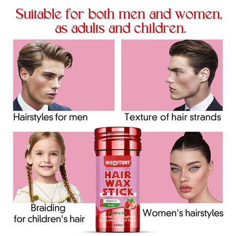WOZUTUNT 75g Wax Stick with Styling Comb for Natural Hair and Wig Long-Lasting Hold Solid Wax Cream Multi-Functional Hair Pomade