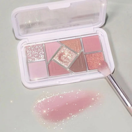 Nine-Color Eyeshadow Palette Blush Highlight Makeup Pearly Highgloss Shimmer Pink Brown Earth Color Fine Sequins Eye Shadow
