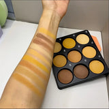 9-Color Waterproof Contour Concealer Matte Palette Medium to Deep Shades 3D Sculpting Oil Control Long Lasting Wear Makeup