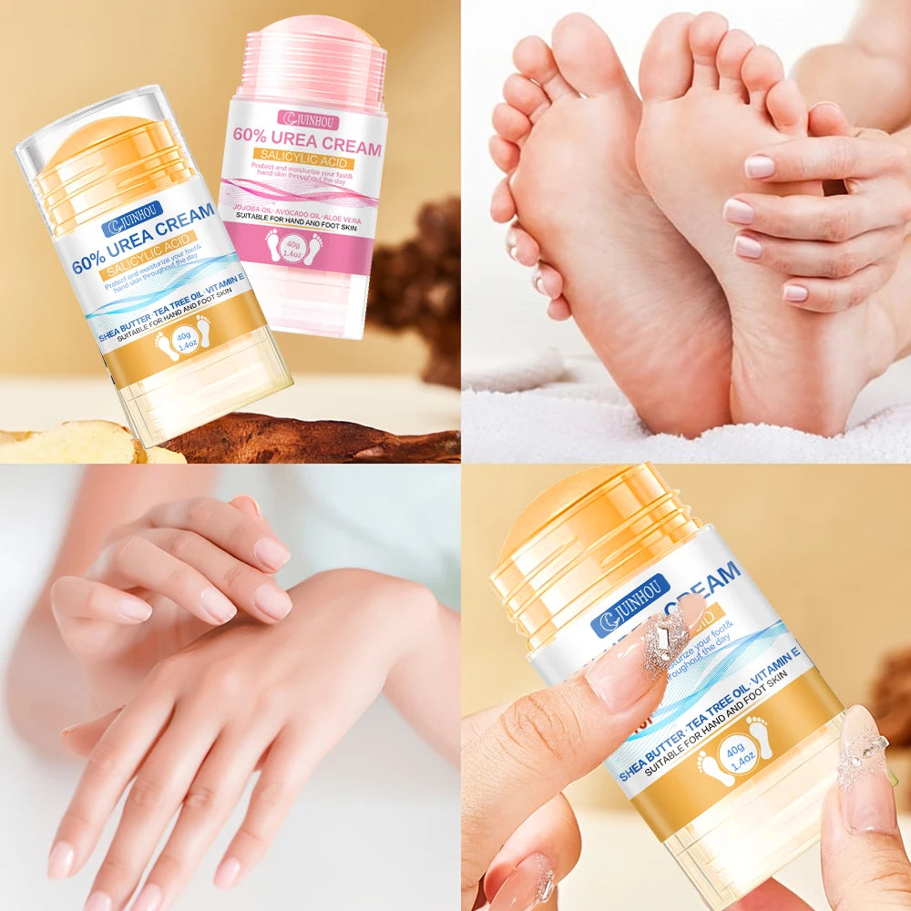 JUINHOU 40g2pcs 60% Urea Portable Foot Cream Stick Salicylic Acid Exfoliating Moisturizer Cracked Heel Repair Dry Skin Foot Care
