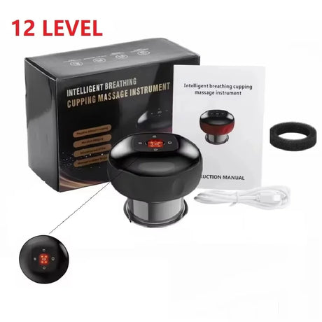 Rechargeable Electric Vacuum Cupping Set Wireless 6/12 Level Skin Scraping Massage Guasha Tool for Household Use
