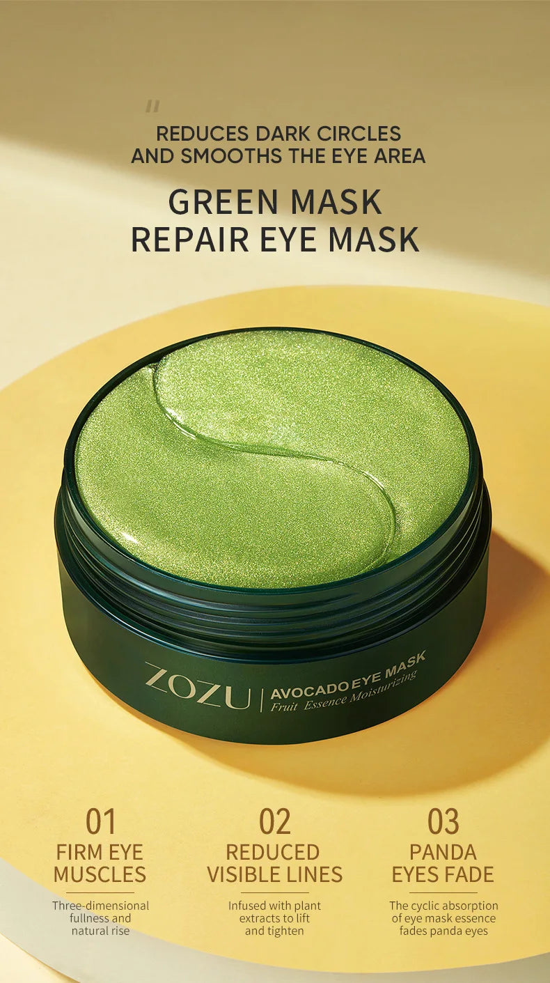 60pcs/120pcs Avocado Golden Collagen Eye Mask Anti Dark Circles Removal Eye Bags Moisturizing Firming Eye Patches Skin Care