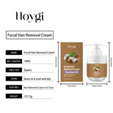 Hoygi Facial Hair Removal Cream for Sensitive Skin Care Upper Lip Hair Removal Coconut Oil Moisturizing Facial Depilatory Cream