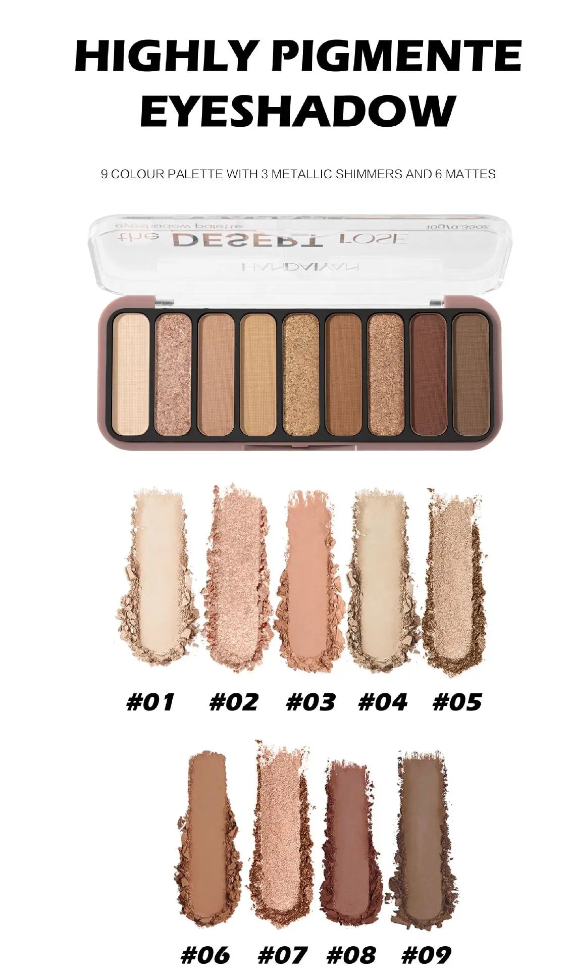 Desert Rose 9 Color Eyeshadow Palette High Pigment Matte Mineral Waterproof Long Lasting Natural Earthy Tones Makeup