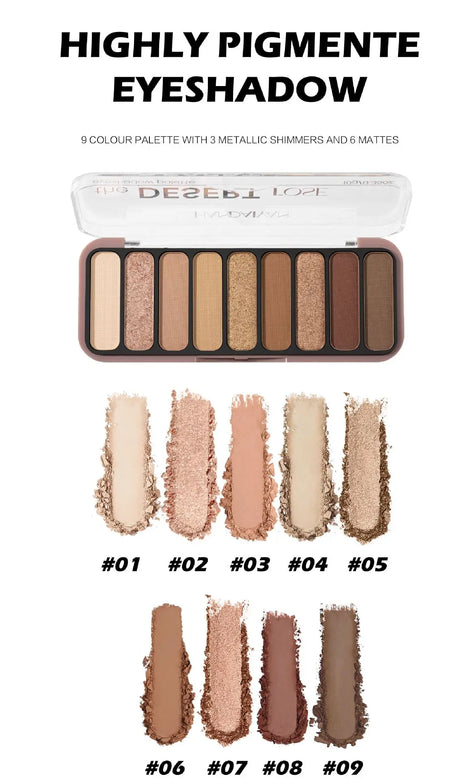 Desert Rose 9 Color Eyeshadow Palette High Pigment Matte Mineral Waterproof Long Lasting Natural Earthy Tones Makeup